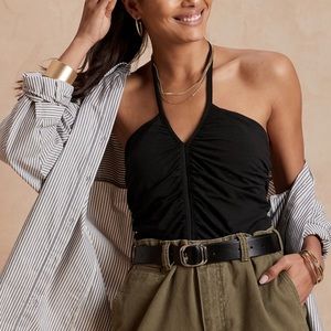 NWT Banana Republic Factory Black Ruched Knit Cami